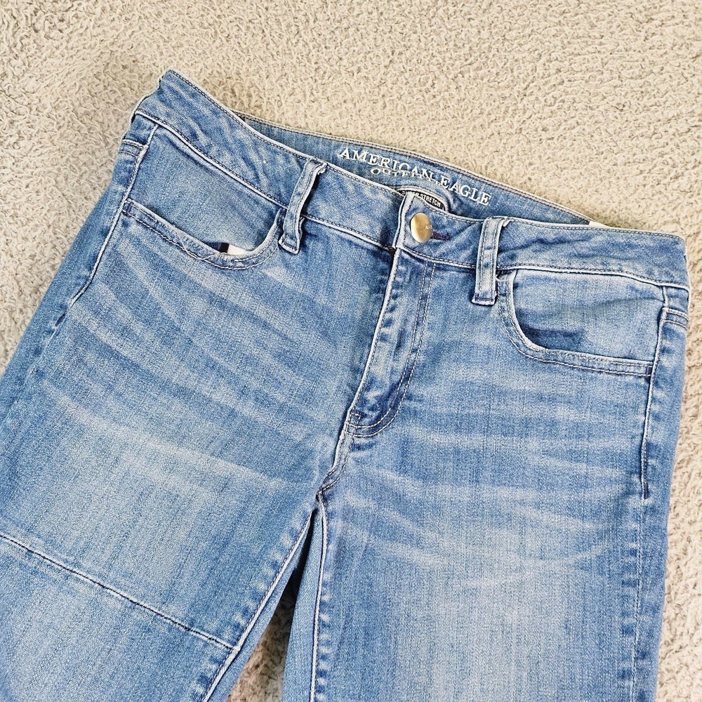 American Eagle Jegging Ankle Jeans Womens 8 Long Blue Medium Wash Stretch Denim‎